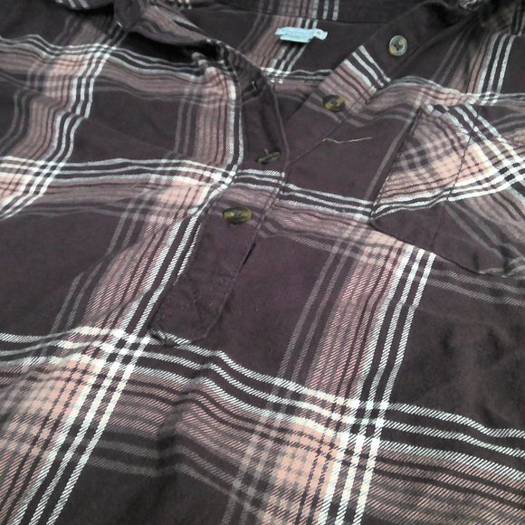 Carhartt Brown Plaid Flannel 1/2 Button Up Casual Cotton Shirt Women's Large - Picture 5 of 8